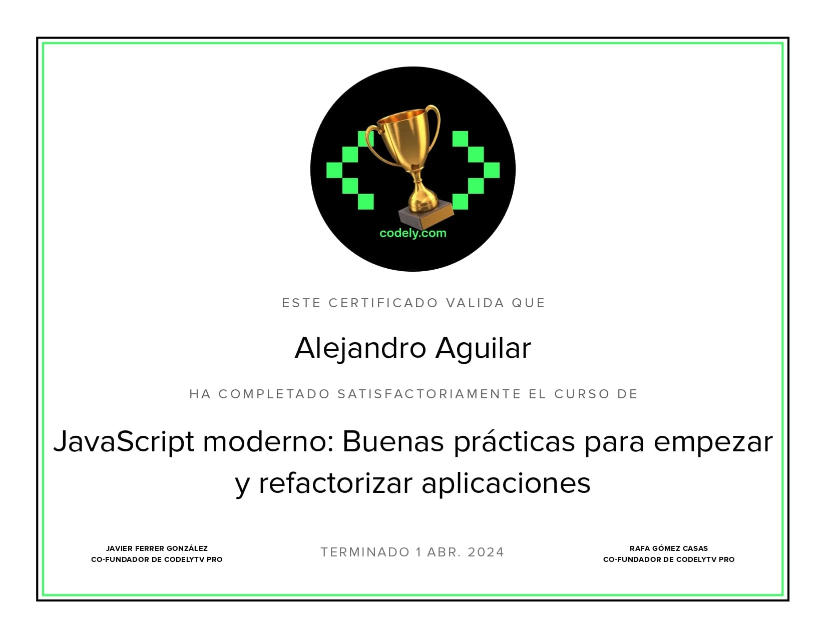 Certificado de Javascript moderno