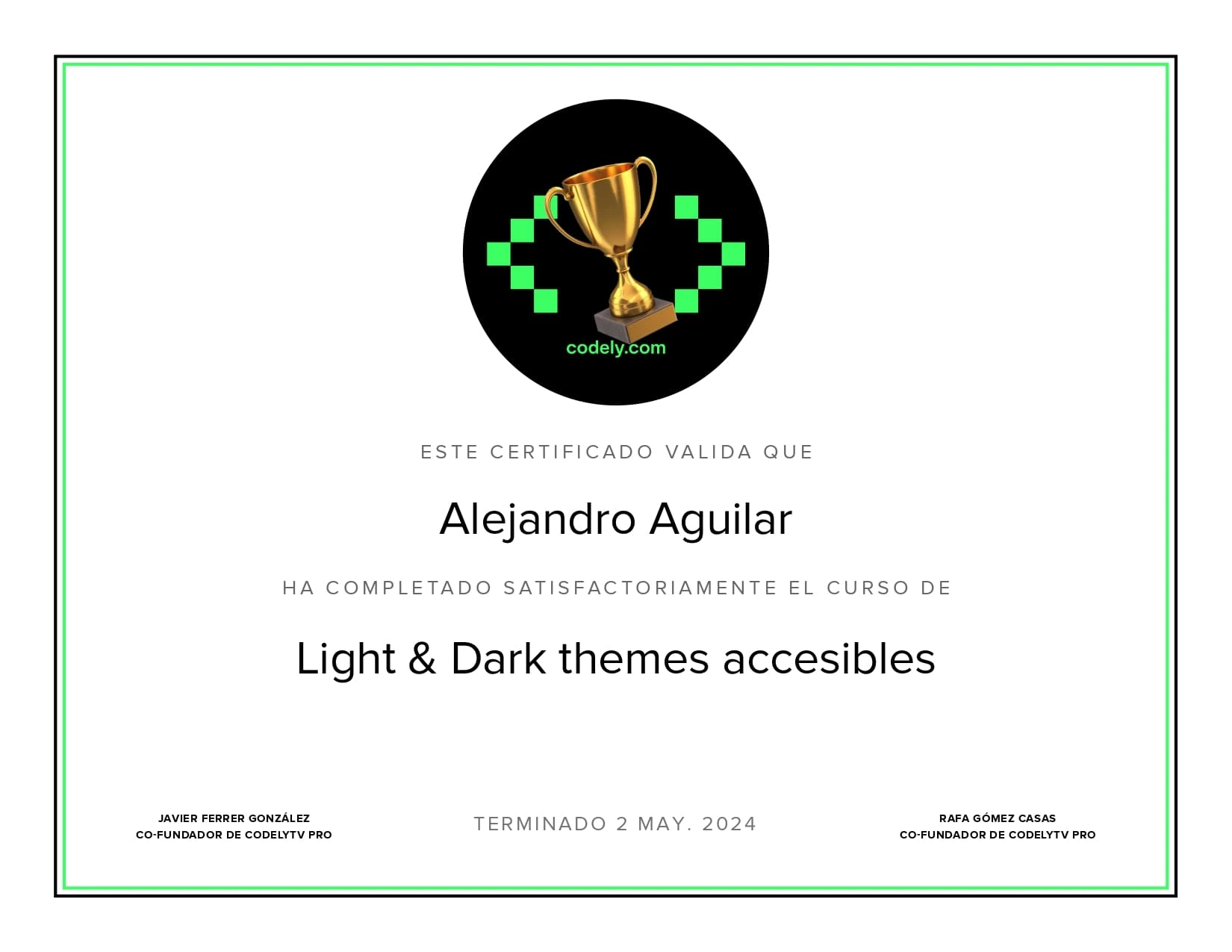 Certificado de Light & Dark themes accesibles