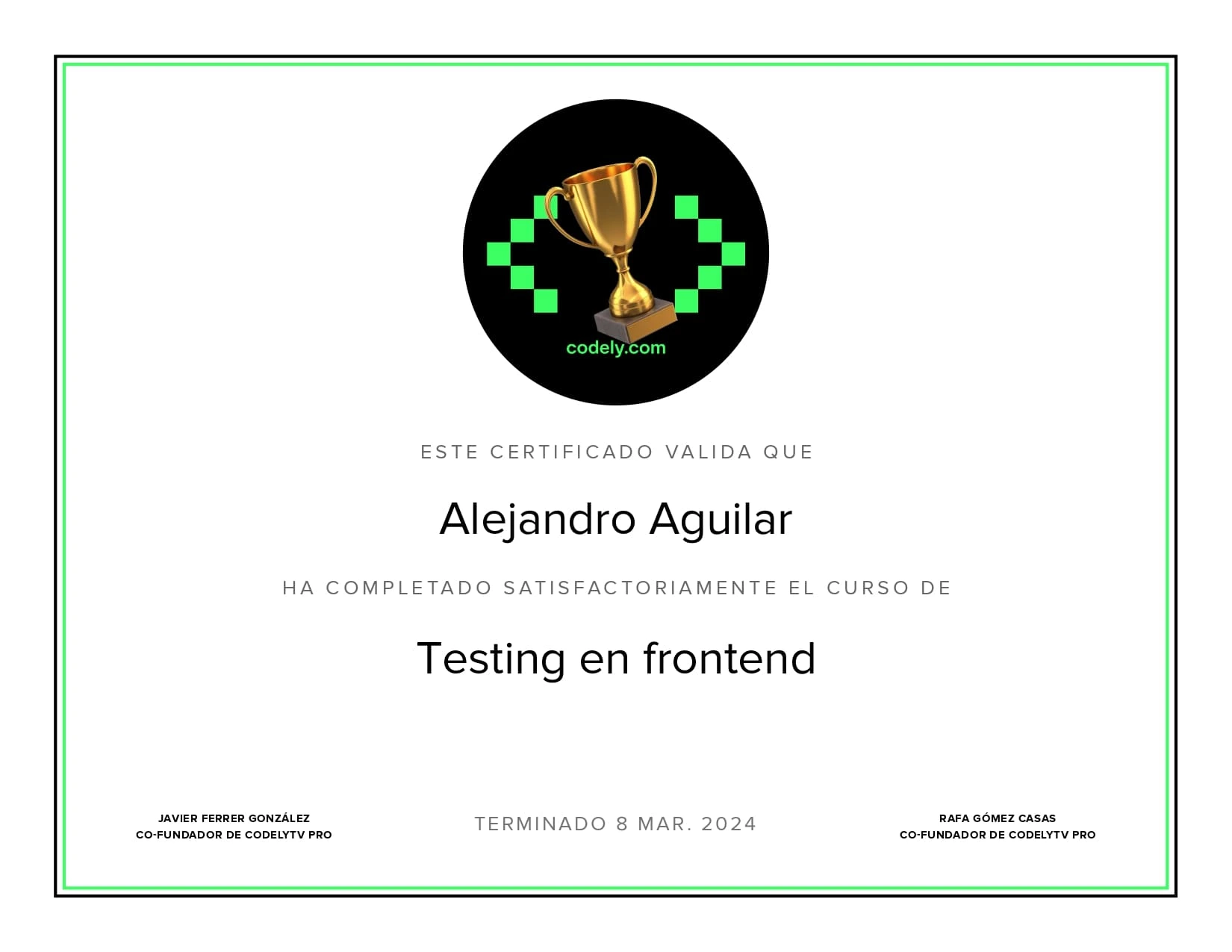 Certificado de Testing en frontend