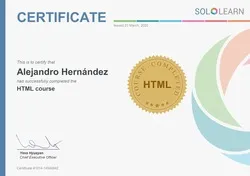 Certificado de HTML course