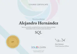 Certificado de SQL course