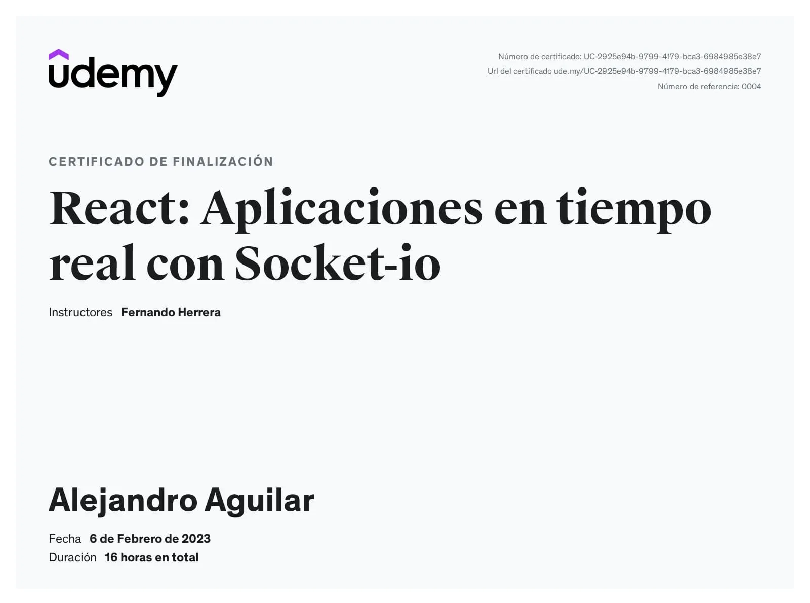 Certificado de React: Aplicaciones en tiempo real con Socket-io